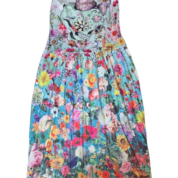 Funky Colorful Floral Strapless Dress - 3x - Picture 2 of 9